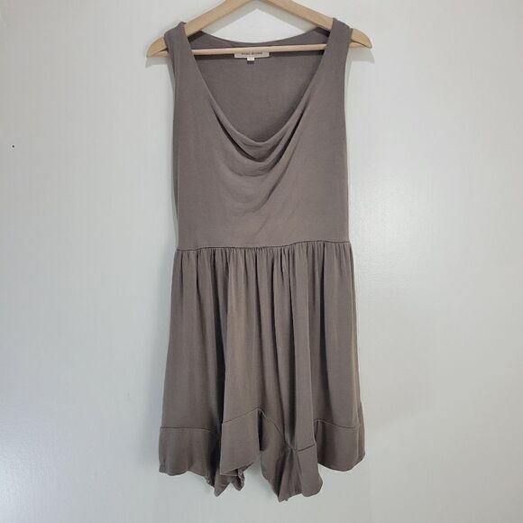 Nicole Bridger Gray-Brown Jersey Asymetric Hem Sleeveless Dress - Picture 1 of 10